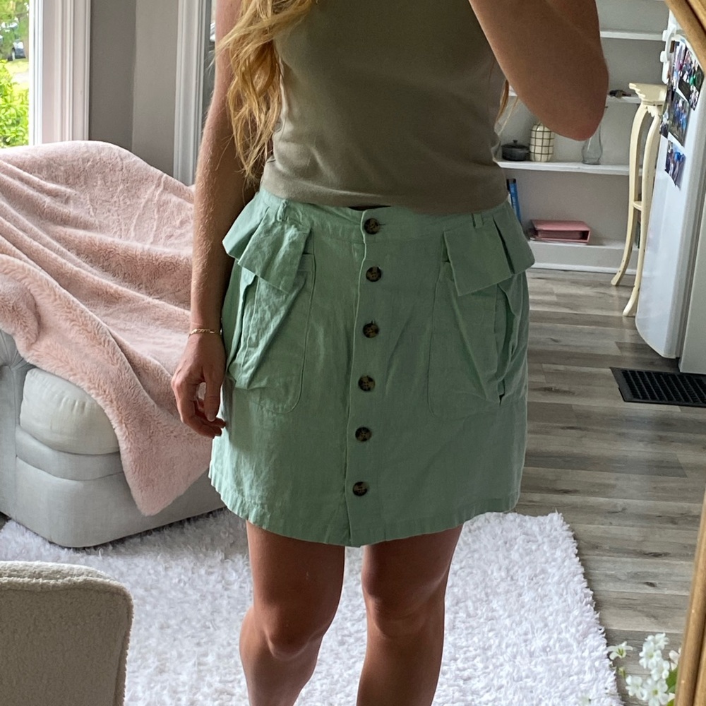 Nicole Miller Linen Mini Skirt - Picture 2 of 5